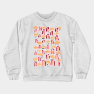 sweet rainbow, clouds and rain pattern Crewneck Sweatshirt